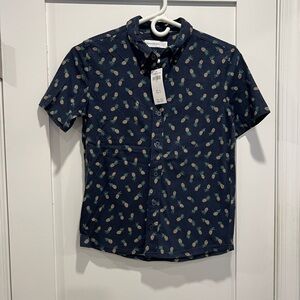 abercrombie kids Navy Pineapple Print Button-Down Shirt